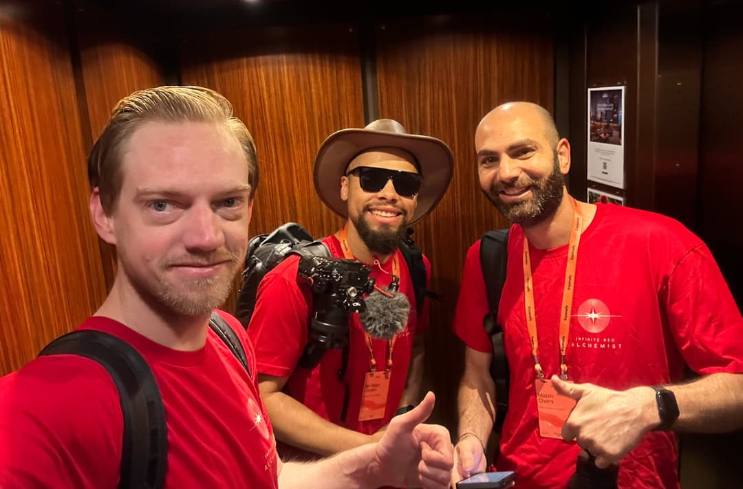 David Leuliette at Chain React conference with John and Mazen Chami